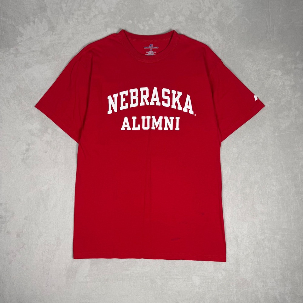 Y2K Mens Russell Athletic Nebraska Alumni Collegiate Graphic Tee Red Size M